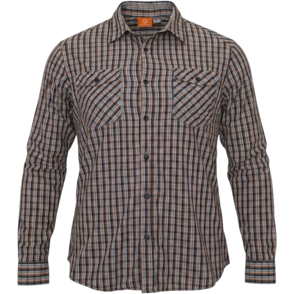 Merrell Mens XXL Plaid Button Down Shirtw Long Sleeve Cotton Outdoor Blue Orange